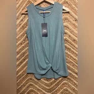IWOLLENCE Women's Sleeveless Twist Knot Waffle Knit Teal Tank Top,Size S,NWT